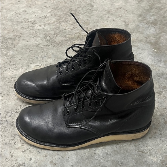 Red Wing 6” Round Toe Men’s Black Leather Boots Size 9.5 - Picture 5 of 8